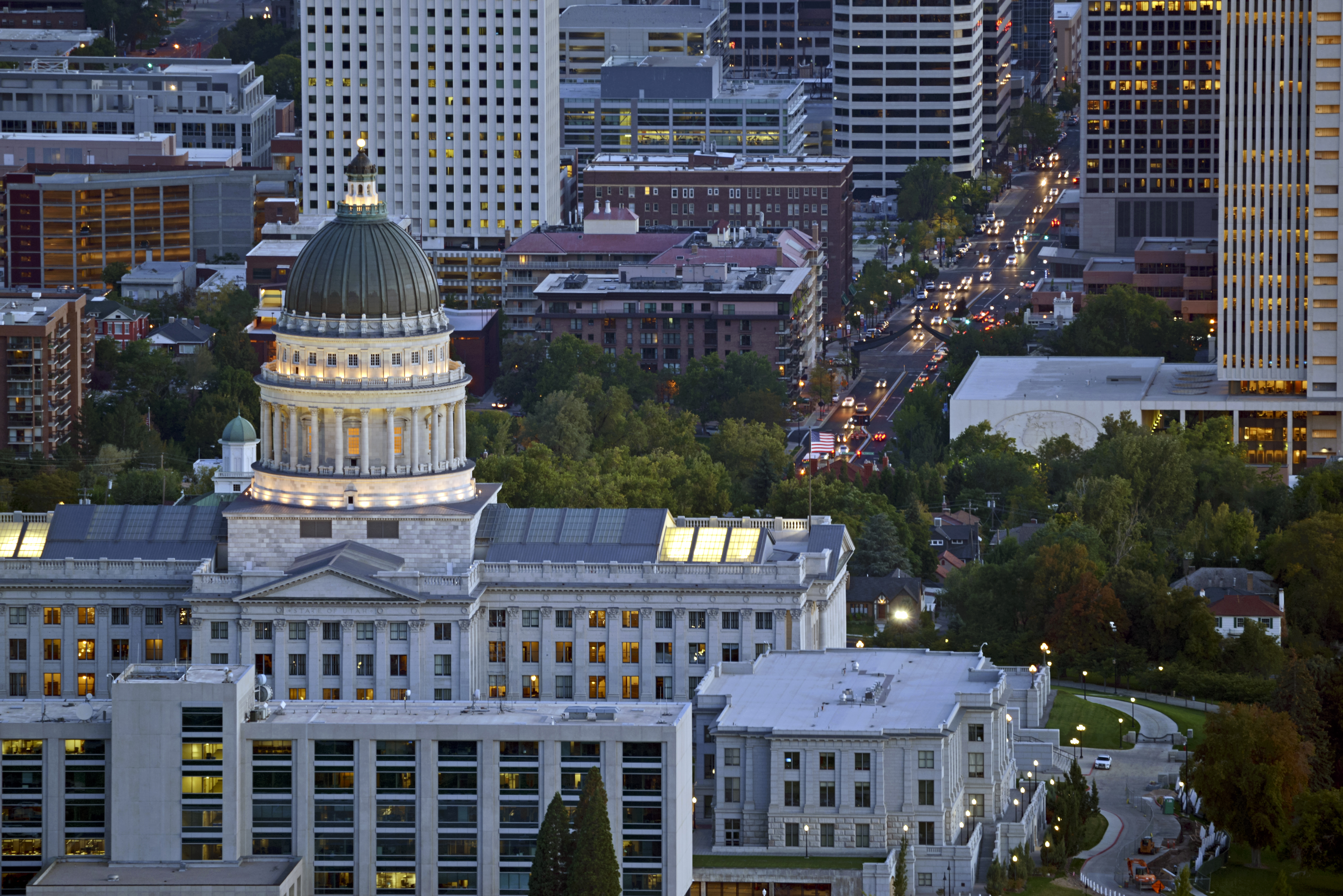 Salt Lake City skyline with Capitol building, Utah